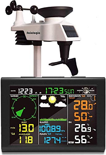 sainlogic Wireless Weather Station with Outdoor Sensor, 8-in-1 Weather Forecast, Temperature, Air Pressure, Humidity, Anemometer, Rain Gauge, Moon Phase, Alarm Clock.