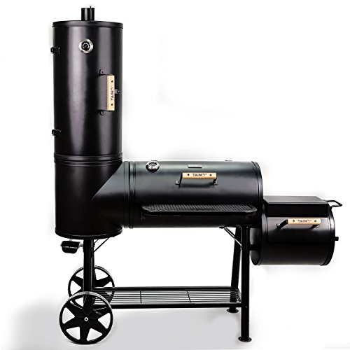 TAINO CHIEF 130 XXL Smoker 130kg BBQ GRILLWAGEN Holzkohle Grillkamin 3,5 mm Stahl PROFI-QUALITÄT Räucherofen (130 kg Smoker)