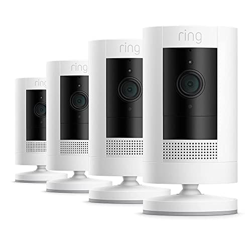 Ring Außenkamera Akku (Stick Up Cam Battery) | Überwachungskamera aussen mit 1080p-HD-Video, WLAN, witterungsbeständig, geeignet für Haus & Grundstück, Alexa-kompatible Sicherheitskamera | 4 Kameras